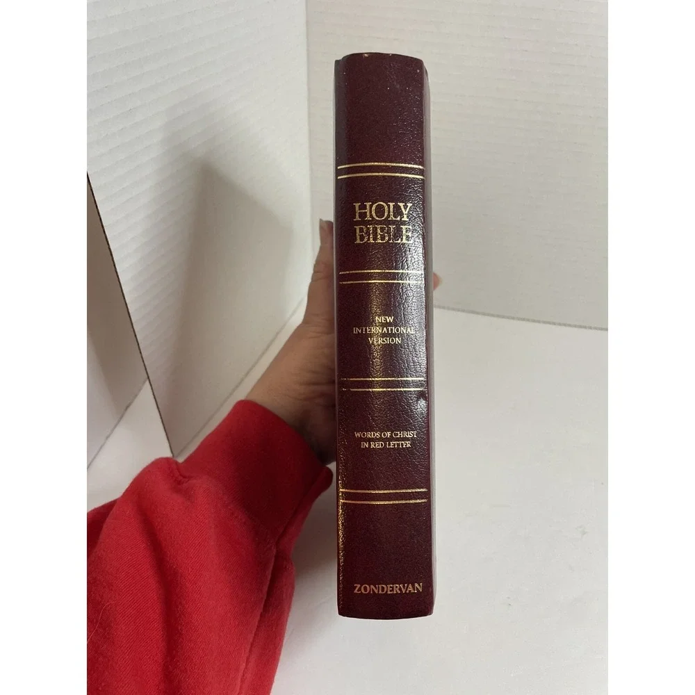 Holy Bible NIV 1986 Burgundy Zondervan Christ in Red Letter Vintage Indexed